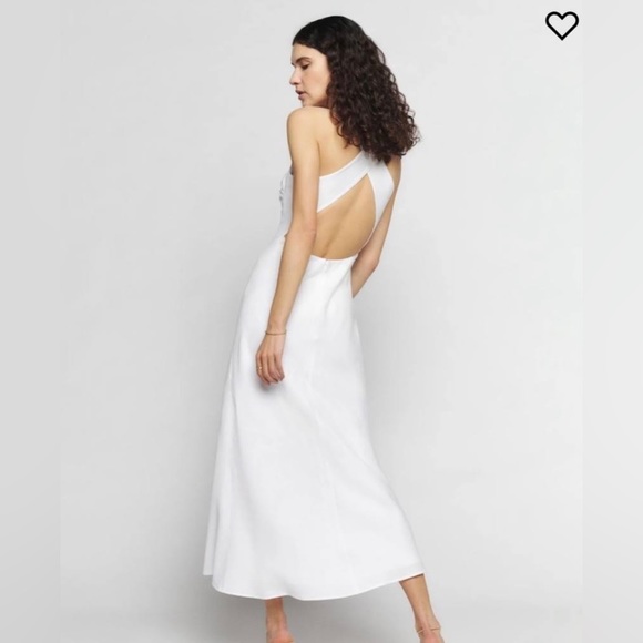 NWOT Reformation Casette Linen Sleeveless Cowl Neck Maxi Dress in Solid White, 0 - Picture 7 of 8